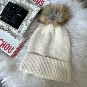 NWOT BEANIE WITH FAUX FUR POMPOM